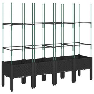 Berkfield Home Garden Planter with Trellis Black 160x40x142.5 cm PP