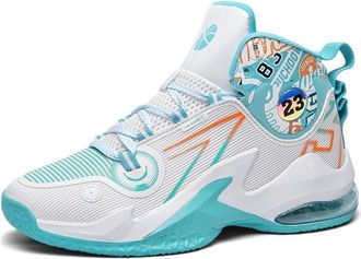 Generic Mens Fashion Basketball Shoes Breathable Comfortable Rebound Durable Grasping Sports Training Boots Walking Shoes(Cyan,5.5 UK)