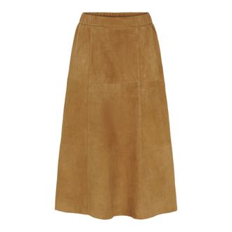 Notyz Notyz - Midi Su&egrave;de Rok - Dames - Rokken - Bruin - Maat: XS Su&egrave;de