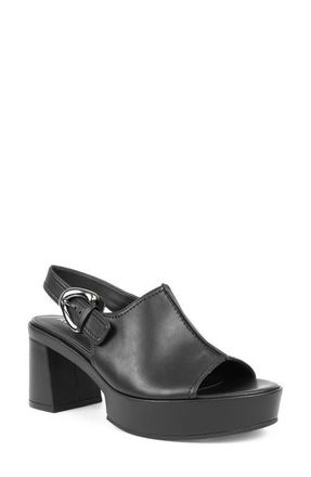 Aerosoles Zella Platform Sandal in Black Stretch Faux Leather at Nordstrom, Size 6.5