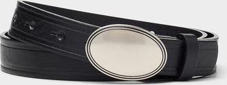 Simons Womens Brushed metal oval-buckle belt