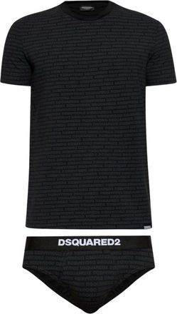 Dsquared2 Logo-print T-shirt en Broekjes Set - Heren - Ondergoed - Zwart - L - Tweed - Ondergoed