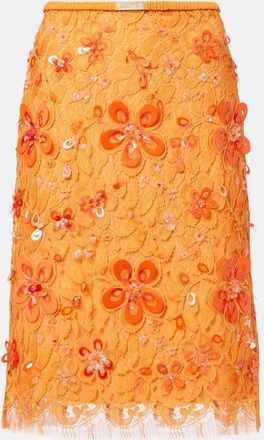 Gucci Gonna midi in pizzo con ricamo