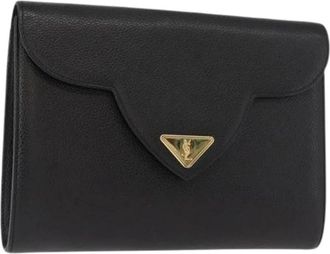 Saint Laurent Pre-owned Clutches, female, Black, Size: ONE SIZE Pre-owned Leather Clutch