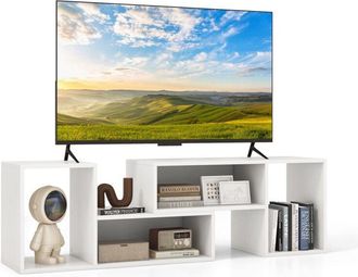 Costway 2-Piece Console TV Stand Modern Minimalist Entertainment Center White