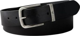 Calvin Klein Seasonal Logo Tumbled 35mm Fixed - Heren - Riemen - Zwart - 100 CM - Leer - Accessoires