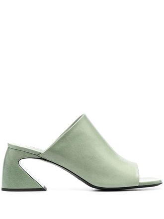 Jil Sander Muiltjes met bewerkte hak - Groen