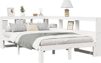 vidaXL Cama Con Estanter&iacute;a Sin Colch&oacute;n Madera Maciza Blanca 120x200 Cm Vidaxl