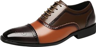 Generic Mens Business Leather Shoes Classic Brogues Patent Lace-ups Oxfords Pointed Toe Leather Shoe Block Heel Non Slip Causal Wide Footwear for Casual Busin