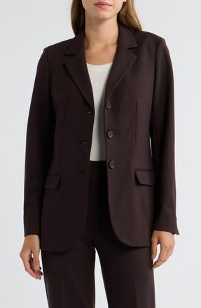 Anne Klein Three Button Blazer in Deep Mahogany at Nordstrom, Size 14