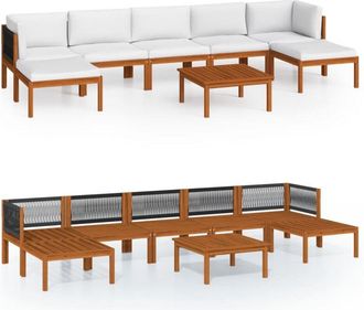 vidaXL Conjunto De Jard&iacute;n 8 Piezas Con Cojines Color Crema 63x63 Cm Vidaxl