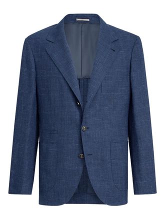 Brunello Cucinelli Prince of Wales patch-pocket blazer - Blue