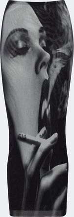Jean Paul Gaultier Falda midi de malla estampada