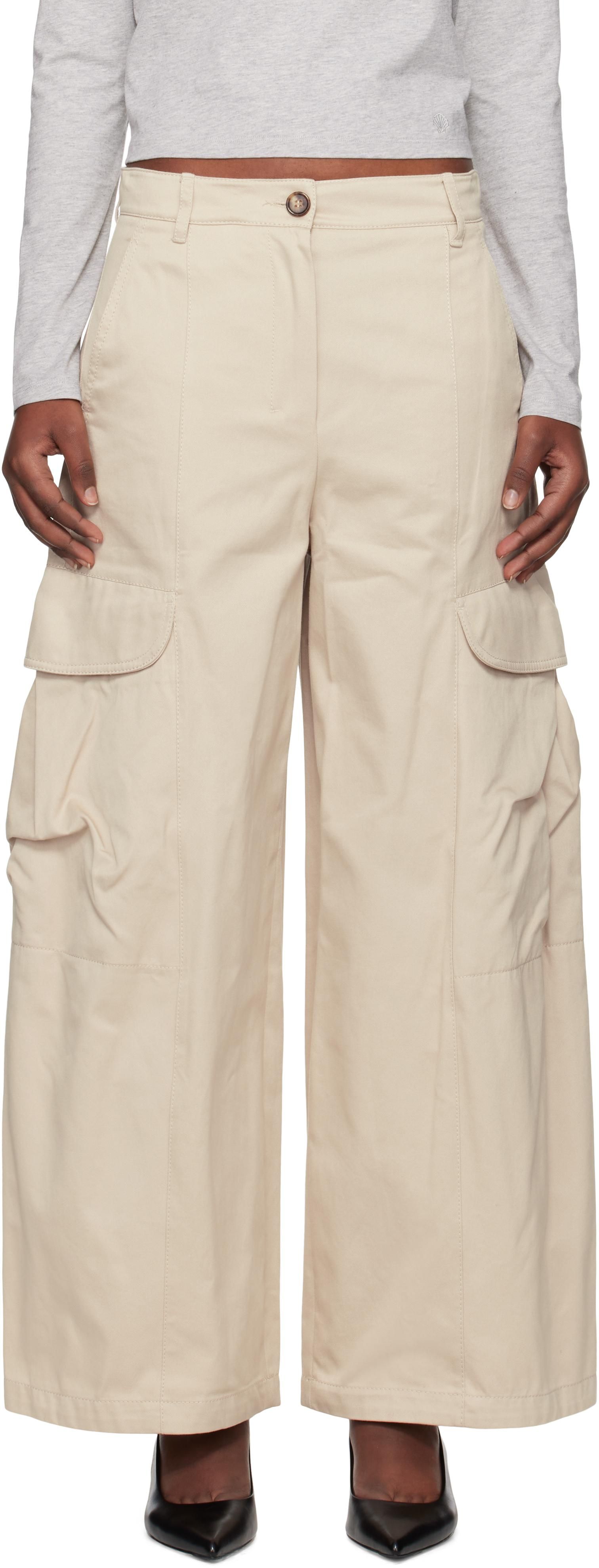 パンツ MAX MARA WOMEN Fagus Long Trousers Light Brown MAX MARA WOMEN Fagus Long Trousers Light Brown