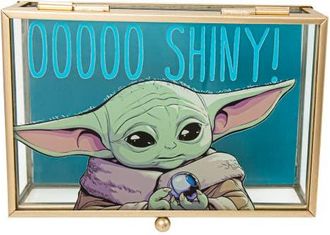 Star Wars The Mandalorian Grogu OOOOO SHINY! Gold Trim Glass Jewelry Box in Multi at Nordstrom