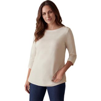 Jessica London Stretch Cotton Boatneck Tunic in White at Nordstrom, Size 40