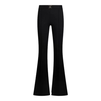 Liu Jo Broeken, Dames, Zwart, S, Nylon, Flared broek met logoriem