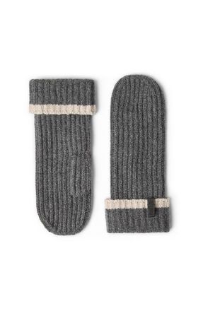 Brunello Cucinelli Knit mittens with monili in Medium Grey at Nordstrom, Size Large