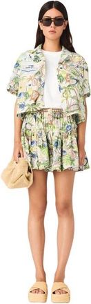 Maje Patterned cropped shirt in Postcard Print at Nordstrom, Size X-Small