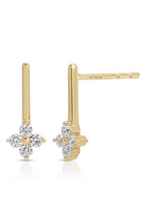 EF Collection Fleur Diamond Bar Stud Earrings in 14K Yellow Gold at Nordstrom