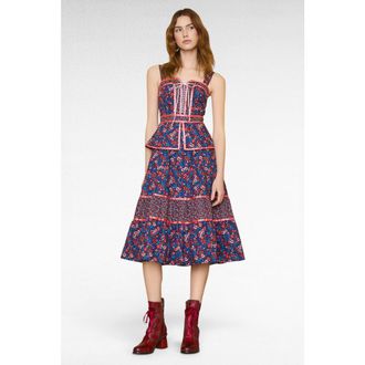 ModCloth Grace Vintage Inspired Peplum Midi Dress, ModCloth x Gunne Sax in Circes Crown at Nordstrom, Size X-Large