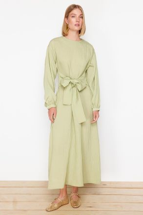 Trendyol Modest Dames Kaki Effen Maxi Lang Casual Recht Modest Jurken