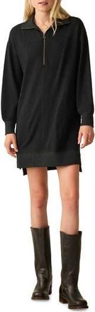 Faherty Legent Quarter Zip Long Sleeve Minidress in Heathered Black Twill at Nordstrom Rack, Size X-Small