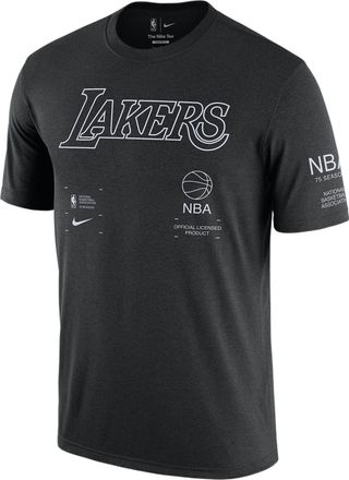Nike NBA Los Angeles Lakers Courtside Logo Printing Round Neck Pullover Short Sleeve Black DH6745-010