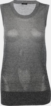 Joseph Metallic Grey Lurex Knit Tank Top Xs