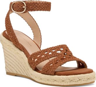 Stuart Weitzman Bria Leather Espadrille Wedge Sandal in Saddle at Nordstrom Rack, Size 10.5