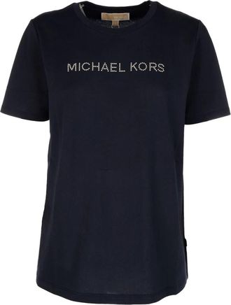 Michael Kors MK Stud Classic Tee - Dames - T-shirts - Blauw - L - Katoen - Tops