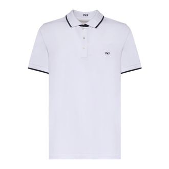Fay Polo Shirts, male, White, Size: 2XL Tipped Collar Polo