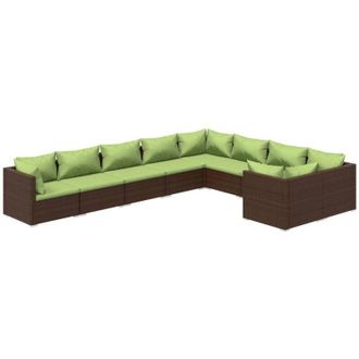 vidaXL 9 Pcs Garden Lounge Set Con Coj&iacute;n Mimbre Pe Brown