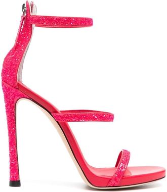 Giuseppe Zanotti Harmony glitter-detail heeled sandals - women - Suede - 37 - Pink