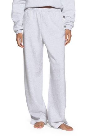 SKIMS Cotton Blend Fleece Classic Straight Leg Pants in Light Heather Grey at Nordstrom, Size X-Small