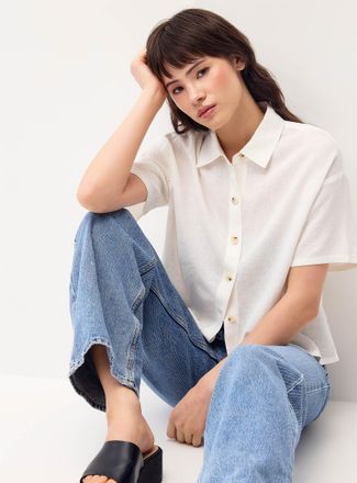 Twik Womens Loose linen blend shirt