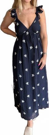 Wishlist Womens Floral Embroidered Midi Dress In Navy Blue