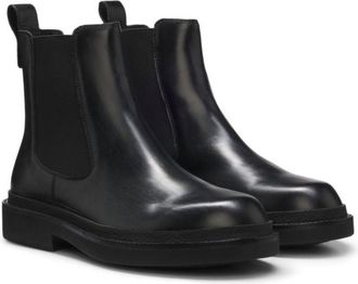 BOSS Leather Chelsea boots with gold-tone Double B monogram