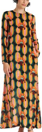 La DoubleJ Zijden Fluweel Devor&eacute; Swing Jurk - Dames - Maxi kleedjes - Veelkleurig - XL - Kleedjes