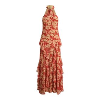 Ralph Lauren Gowns, female, Multicolor, Size: 2XS Floral Ruffle-Trim Georgette Gown