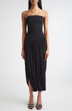 Ferragamo Bustier Jersey Gown in Nero at Nordstrom, Size 10 Us