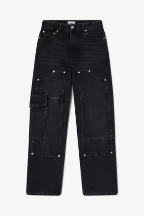 Ganni Black Audri Jeans in Rigid Denim - Size 24W/33L Organic Cotton