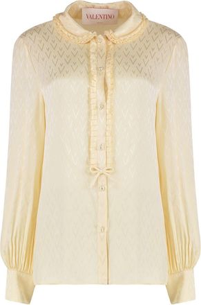Valentino Garavani Womens Toute La V Silk Shirt - Yellow - Size EU 44 (Womens)