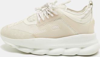 Versace White Mesh And Pvc Chain Reaction Lace Up Sneakers