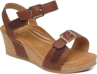 Aetrex Lexa Wedge Sandal in Walnut at Nordstrom Rack, Size 11Us / 42Eu