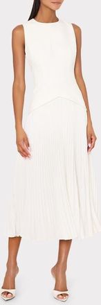 Milly Haddy Pleated Midi Dress in Ecru at Nordstrom, Size 12