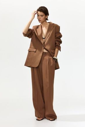 H&M Wide Tailored Trousers in Brown at Nordstrom, Size 10