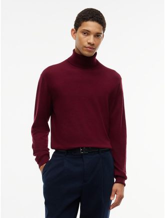 Tommy Hilfiger Mens New York Label Wool Turtleneck - Burgundy - L