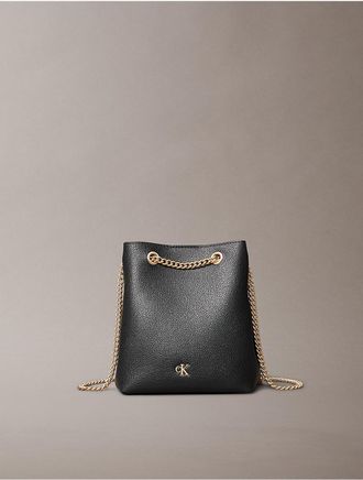 Calvin Klein Womens Minimal Monogram Bucket Bag - Black