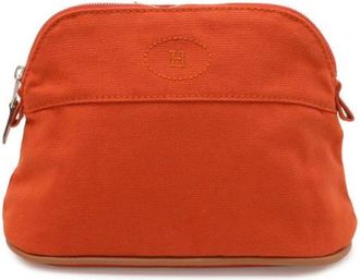 Herm&egrave;s Pre-owned Bolide Pouch 20 Canvas Leather - Dames - Vintage Handtas - Oranje - ONE Size - Leer - Vintage